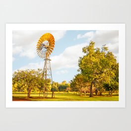 Windmills are gold in the Outback! Art Print | Sunlight, Australia, Earlymorning, Scenic, Goldenglow, Nationalpark, Photo, Bright, Litchfield, Peaceful 