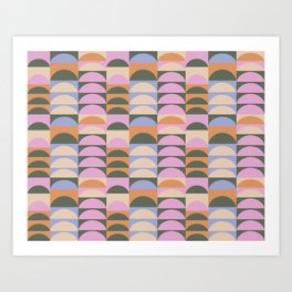 Earthy Pastel Geometric Shapes Pattern Art Print
