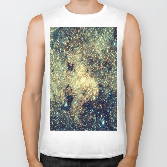 Galaxy Gold & Blue Stars Biker Tank