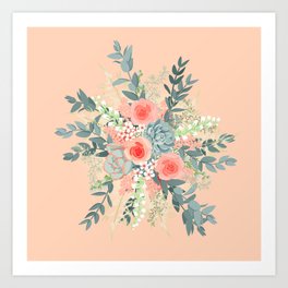 Peach floral Art Print