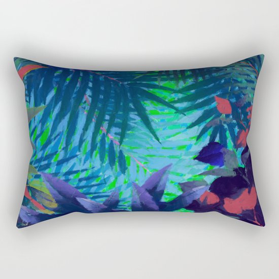 Colorful abstract palm leaves Rectangular Pillow