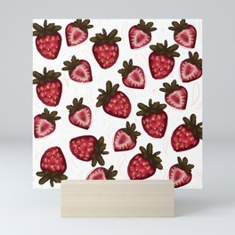 cute strawberry pattern Mini Art Print