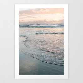 Sunset at the Beach | Pretty Blue & Pink Ocean | Photography Art Print
