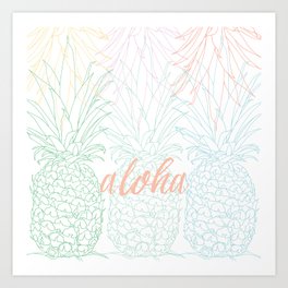 aloha pineapple sketch Art Print