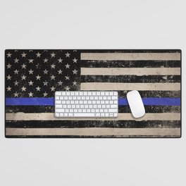 Thin Blue Line Police Flag First Responder USA Hero Desk Mat
