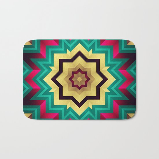 Geometric kaleidoscope with star shapes Bath Mat