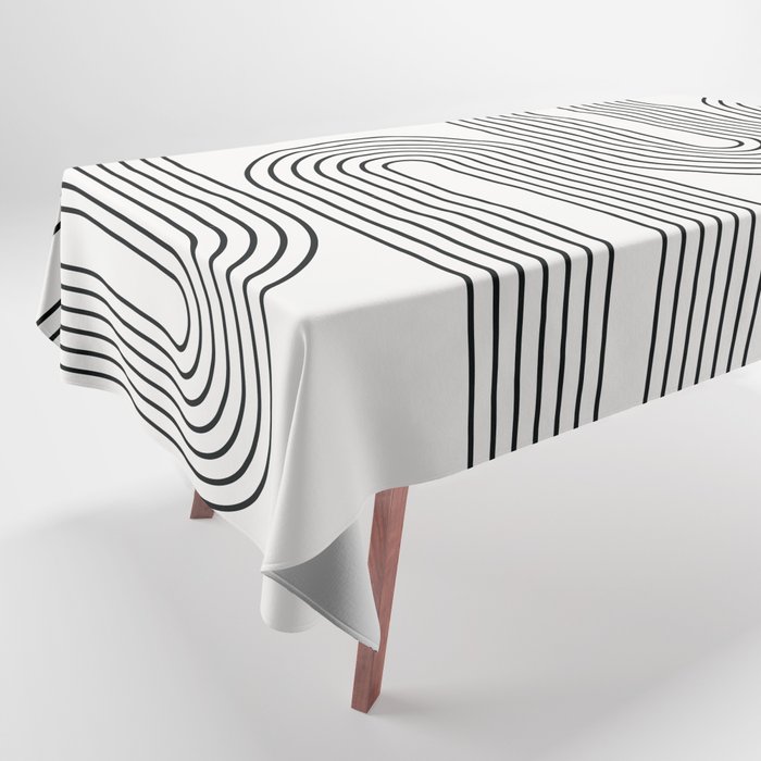 Geometric Lines Rainbow 8 in Black and Grey Tablecloth