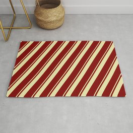[ Thumbnail: Maroon & Pale Goldenrod Colored Lines Pattern Rug ]