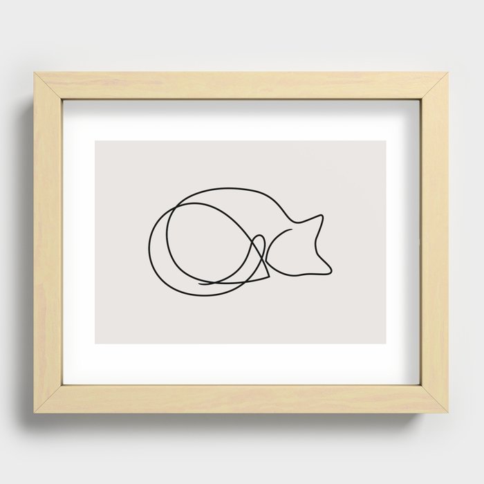 One Line Kitty II Recessed Framed Print