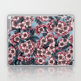 Cherry blossom in pink and blue Laptop Skin