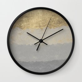 Geometrical ombre glacier gray gold watercolor Wall Clock