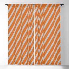 [ Thumbnail: Chocolate & Grey Colored Striped Pattern Blackout Curtain ]