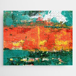 3 Horizontal Lines Abstract Painting Jigsaw Puzzle