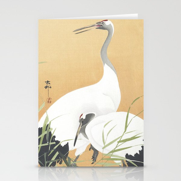 Couple Of Cranes - Vintage Japanese Woodblock Print Art Stationery Cards