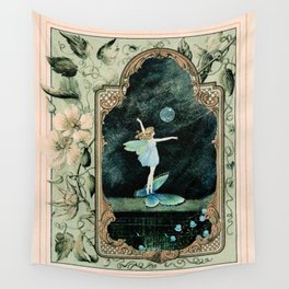 Bubble Romp ~ Altered Ida Rentoul Outhwaite Fairy in Vintage Frame  Wall Tapestry