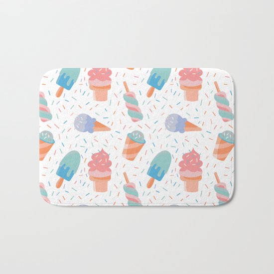 pastel ice cream pattern Bath Mat