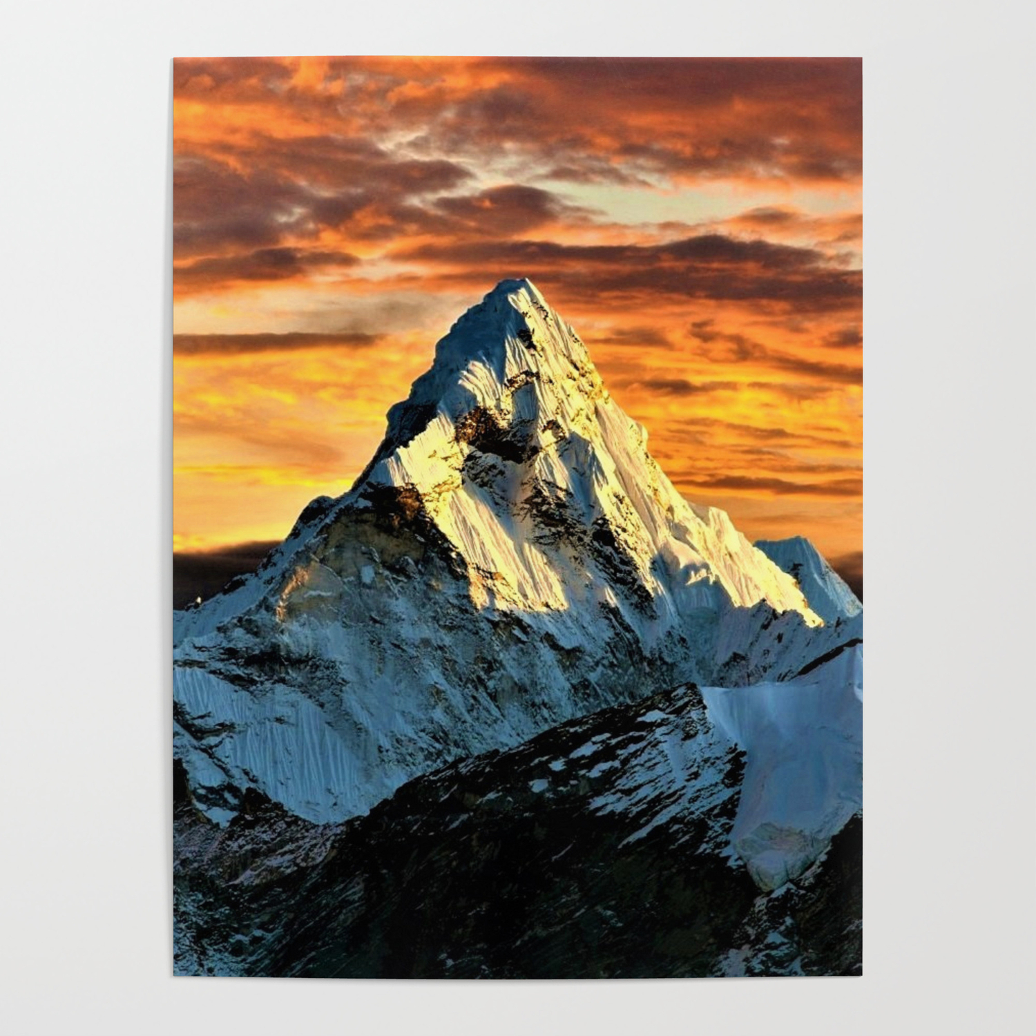 Mount Everest World’s Tallest Mountain Picture Poster Climbing Framed Print