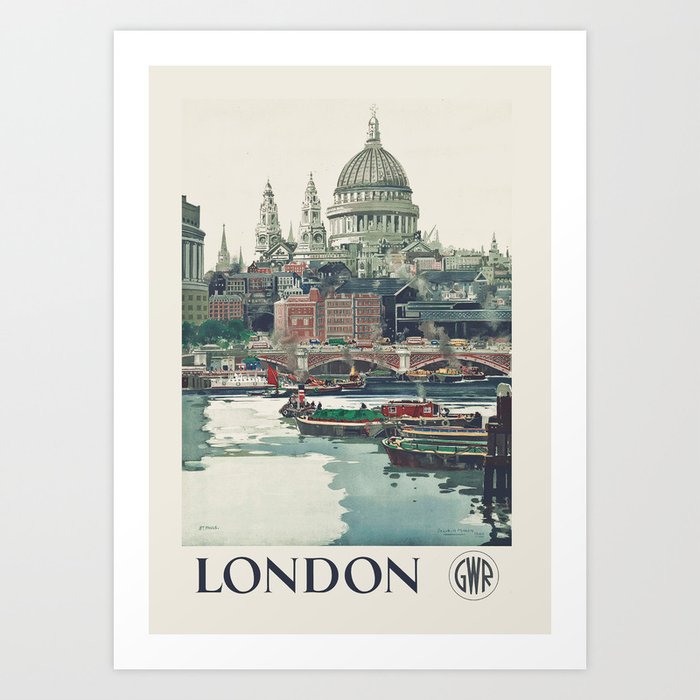 London retro travel poster - St Paul's Cathedral by Frank Henry Mason Art Print