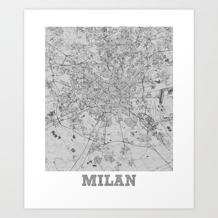 Milan city map sketch Art Print