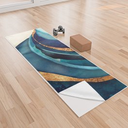Abstract Blue with Gold Yoga Towel