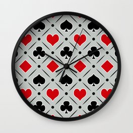 Playing card suits symbols - grey Wall Clock