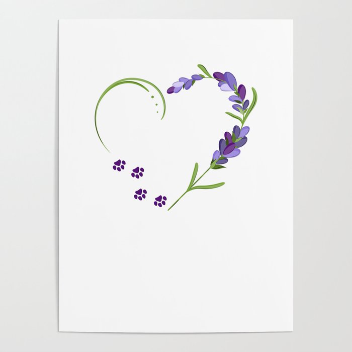 Lavender heart and cat tracks Poster