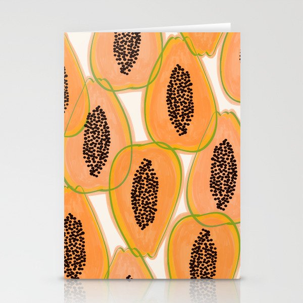 Papaya Cravings | Pastel Watercolor Tropical Fruit Food Painting | Juicy Sweet Illustration Stationery Cards