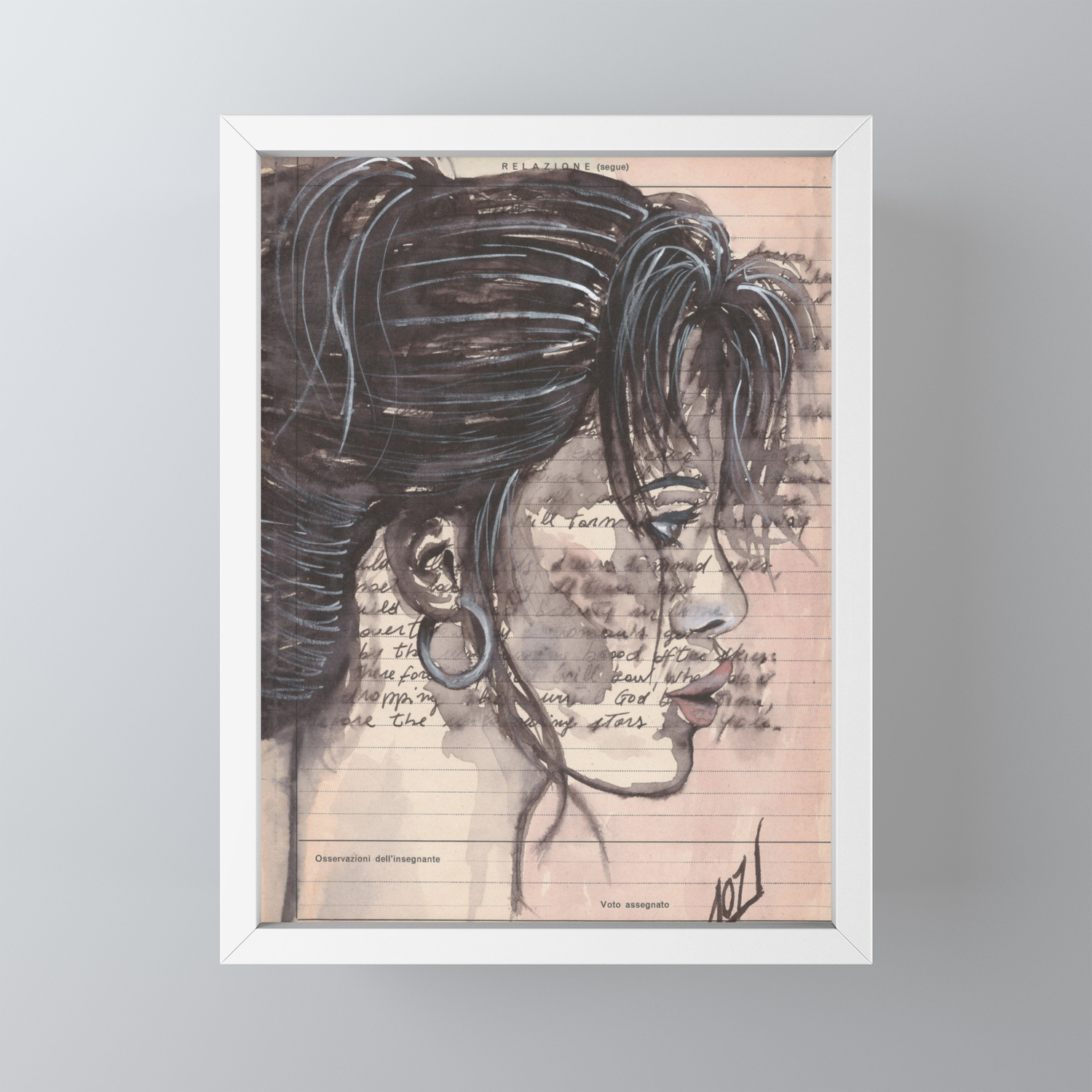 Handwritten Letter With Portrait Framed Mini Art Print By Layla Oz Society6