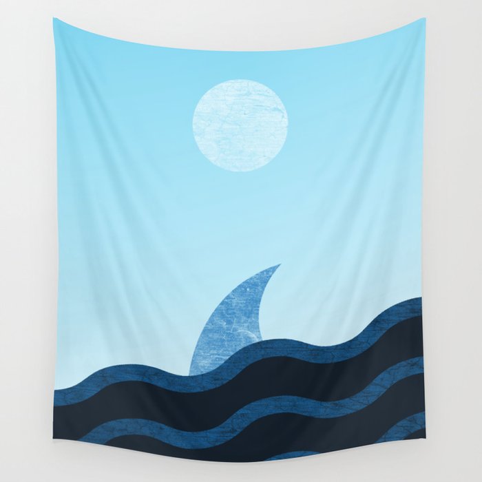 Morning Shark In Sea Waves Wall Tapestry