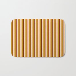[ Thumbnail: Tan, Dark Red, Dark Goldenrod, and Brown Colored Lines/Stripes Pattern Bath Mat ]