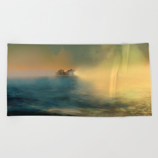 sunset beach Beach Towel