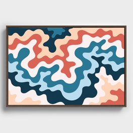 Soft Swirling Waves Abstract Nature Art In Modern Contemporary Color Palette Framed Canvas