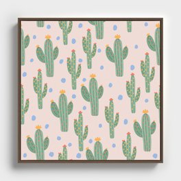 Happy Cactus Framed Canvas