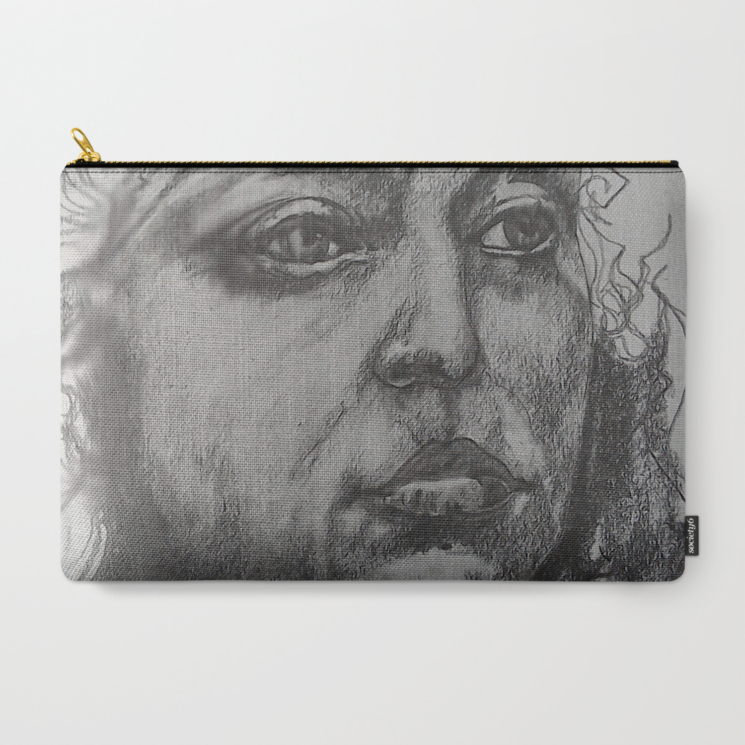 Pencil Sketch Of Female Face Portrait Graphite Carry All Pouch By
