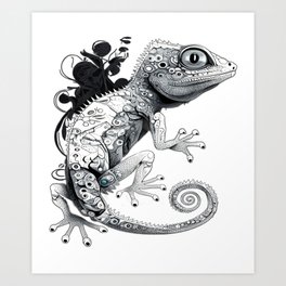 Silver Gecko Art Print