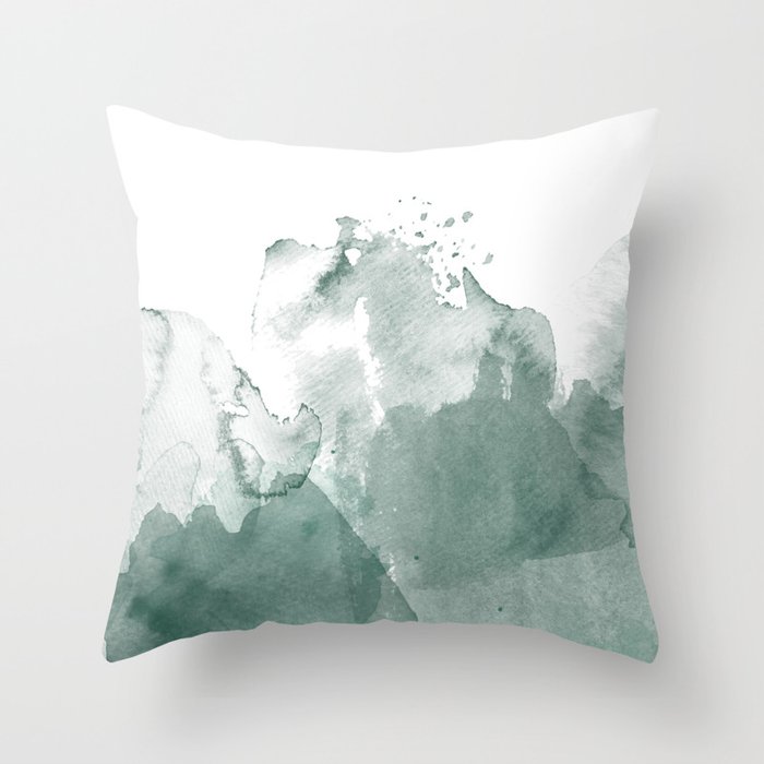 Abstract Scandinavian Minimal Green Watercolor Throw Pillow