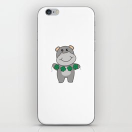 Hippo With Shamrocks Cute Animals For Luck iPhone Skin