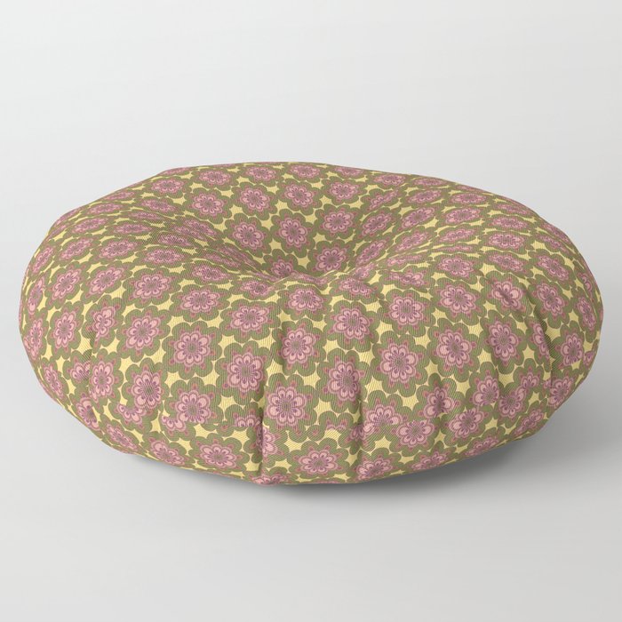 Retro Flower Tile IV Floor Pillow