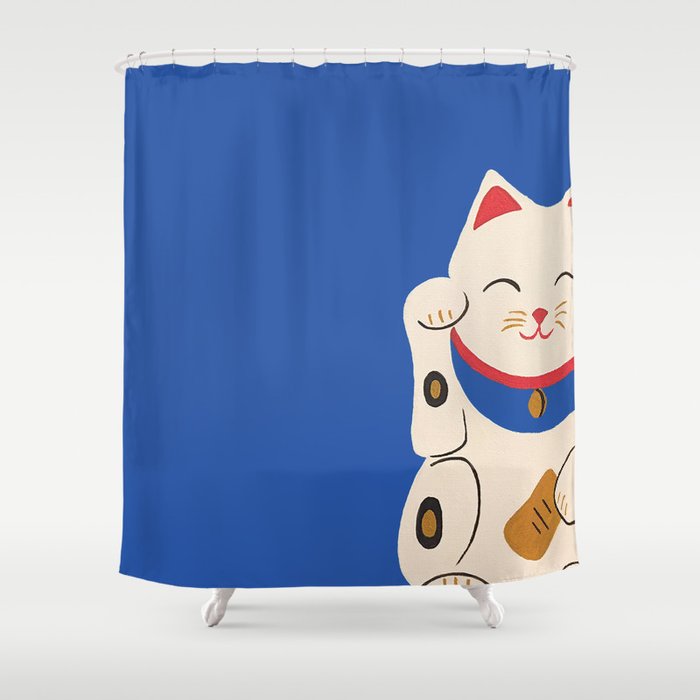 lucky cat shower curtain