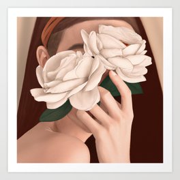 Beautiful woman paint with flowers Art Print