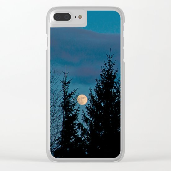 Full moon in the firs Clear iPhone Case