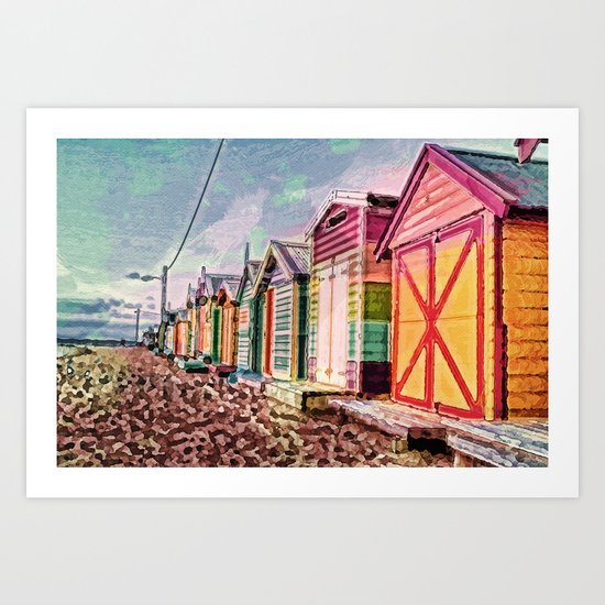 Painted Beach Huts Art Print