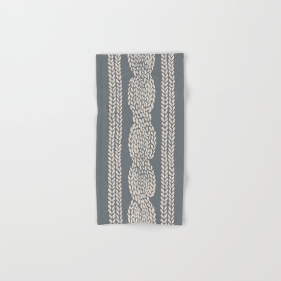 Cable Knit Grey Hand & Bath Towel