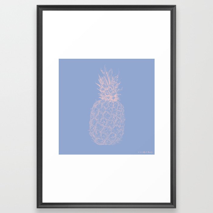 Piña Colada Forever | Pineapple Illustration in Serenity&Millennial Pink | L'ananas Framed Art Print