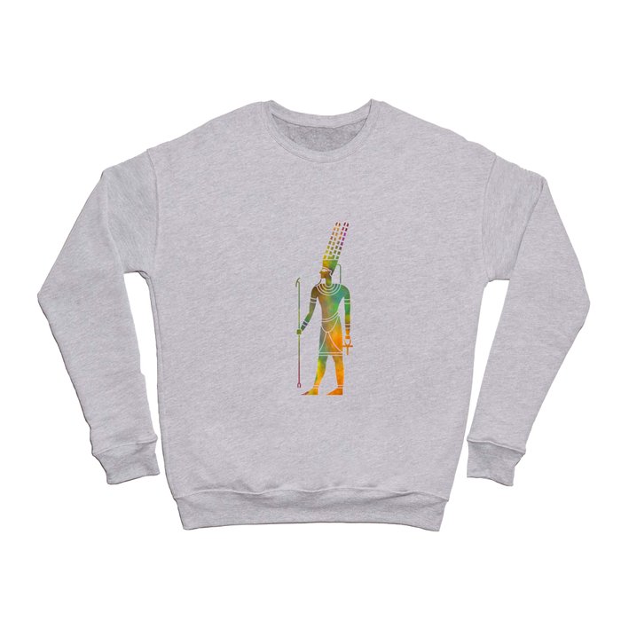 Egyptian god amun in watercolor Crewneck Sweatshirt