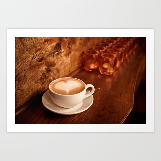 white coffee heart Art Print
