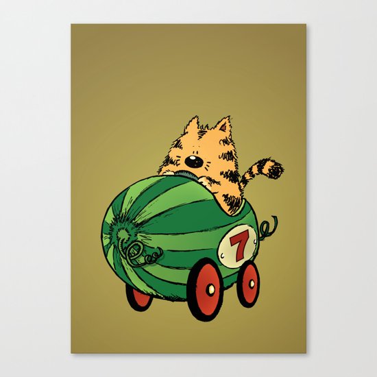 Albert and his watermelon ride Canvas Print