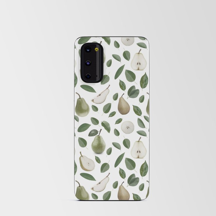 Pears and leaves - gray and green Android Card Case