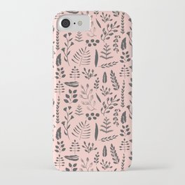 Pink and black leaves iPhone Case