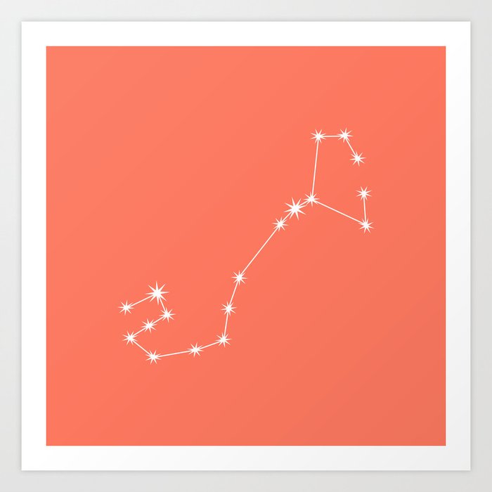 SCORPIO Coral Red – Zodiac Astrology Star Constellation Art Print